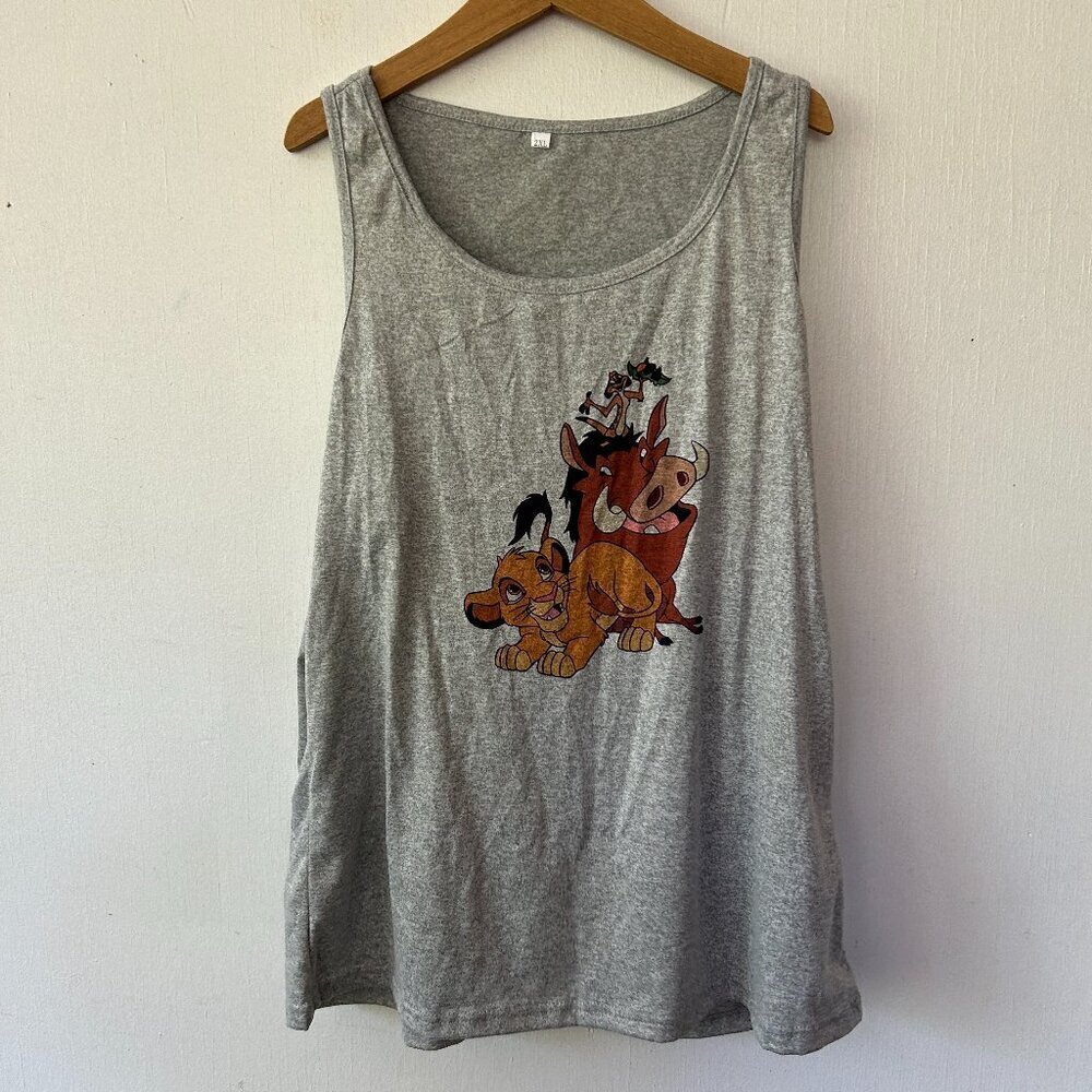 The Lion King Tank Top Womens 2XL Gray Timon Pumba Simba Athleisure Disney
